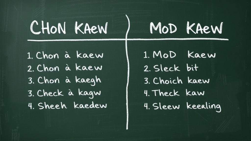 Summary of Differences Between Chon Kaew (Chon Kaew) and Mod Kaew (Mod Kaew)